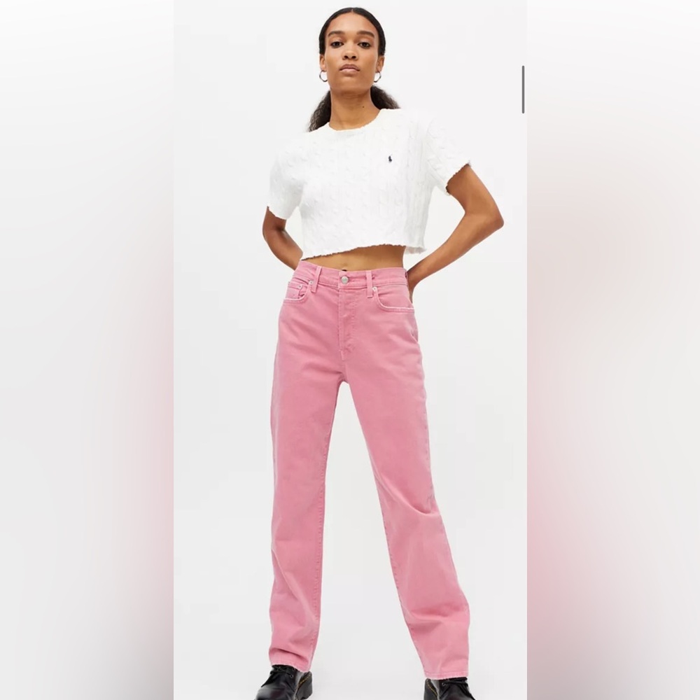 Pistola Cassie High-Waisted Straight Leg Jean in color Flamingo SZ 32